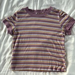 Purple and Yellow Striped Short Sleeve Tee